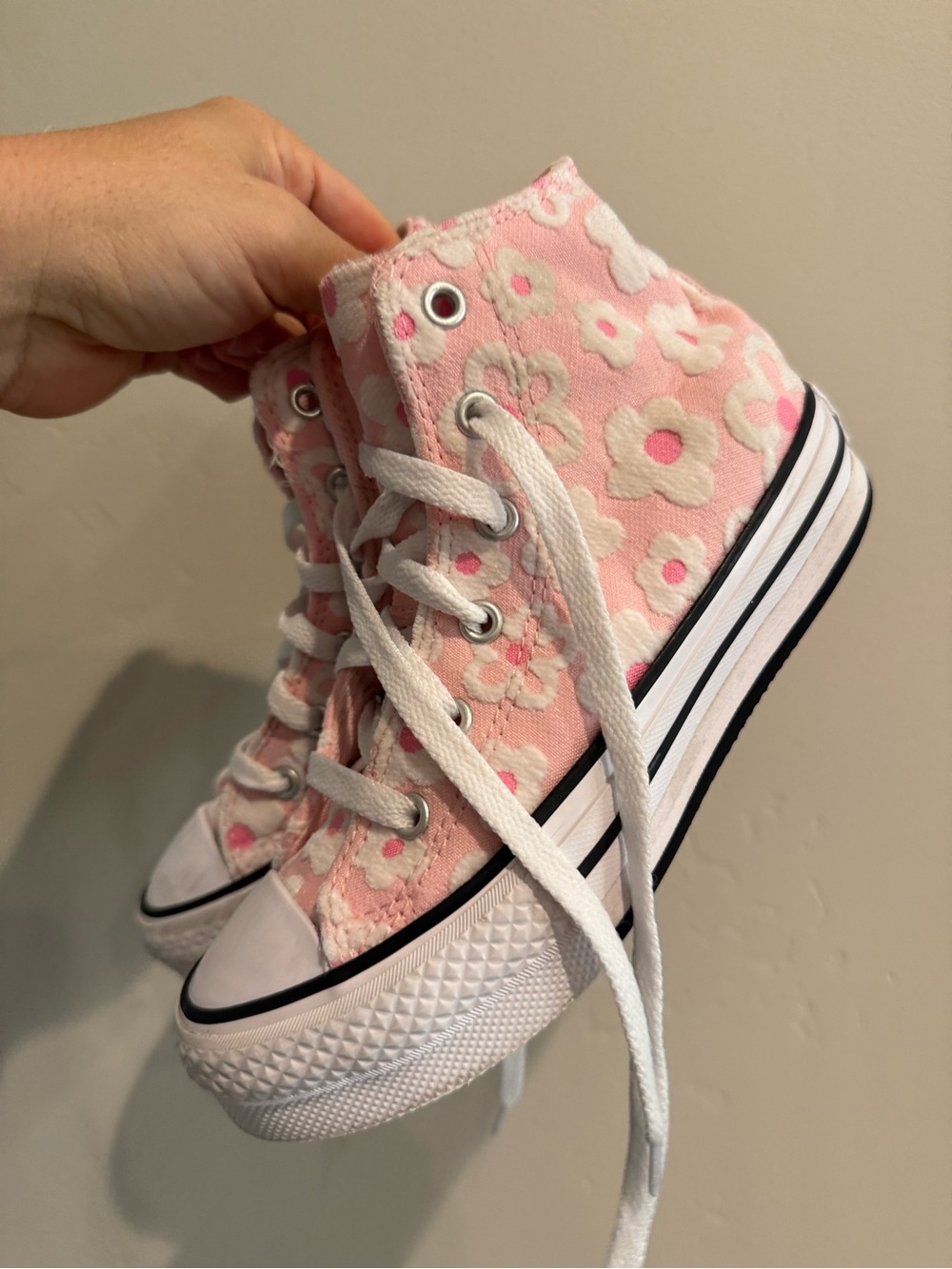 Converse Kids Pink Floral High-Top Sneakers